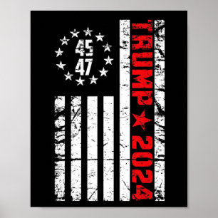 Flag Trump 2024 - 45 47 Trump Betsy Ross Flag Poster