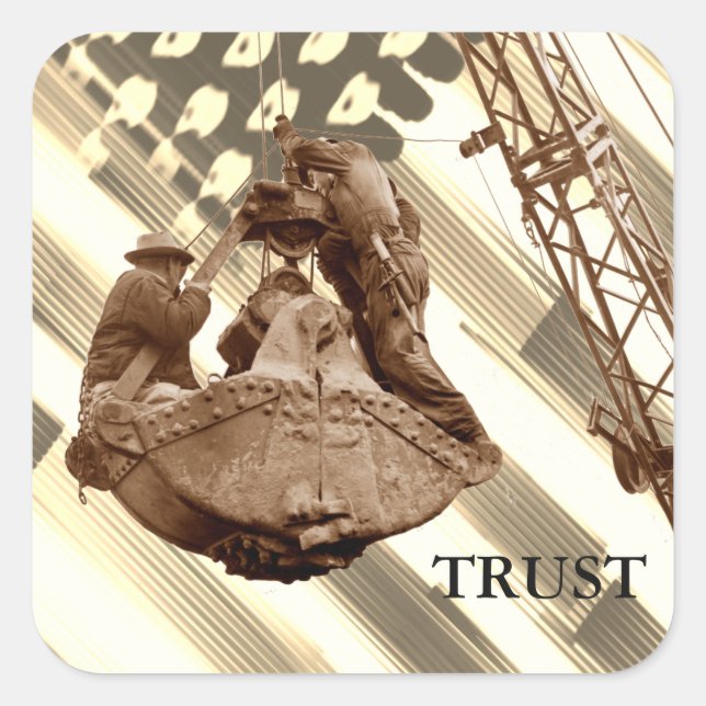 Flag Trust des Kranbetreibers Northwest Crane USA Quadratischer Aufkleber (Vorderseite)