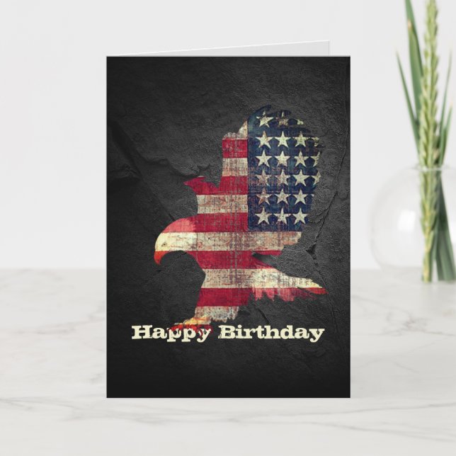 Flag und Bald Eagle zum Geburtstag Karte (Vorderseite)