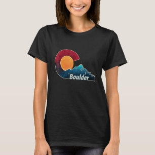 Flag und Berggestyltes Boulder Colorado T-Shirt
