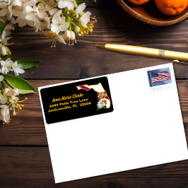 Flag und Blume Orange Blossom für benutzerdefinier Adressaufkleber