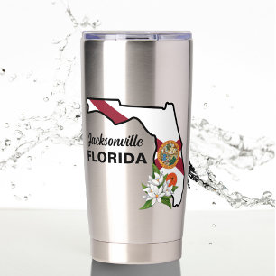 Flag und Blume Orange Blossom für benutzerdefinier Thermobecher
