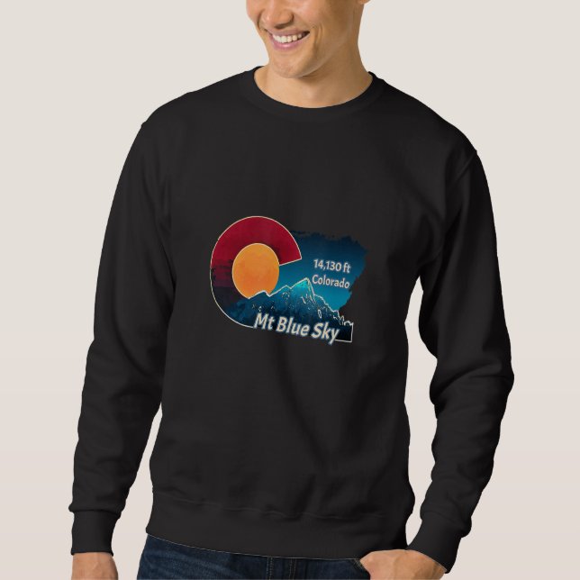 Flag und Mountain Styled Mt Blue Sky Colorado Sweatshirt (Vorderseite)
