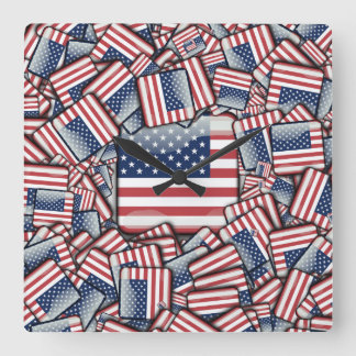 Flag_United_Staaten_by_JAMColors Quadratische Wanduhr