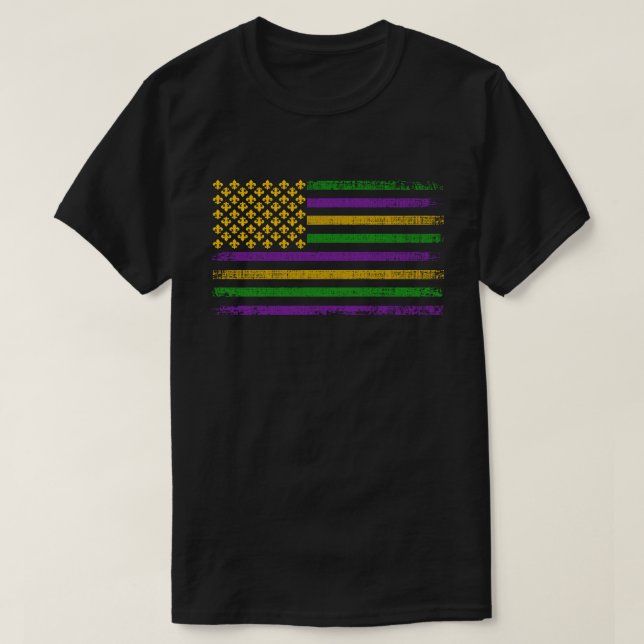 Flag US Mardi Gras mit Lilie Patriotic T-Shirt (Design vorne)