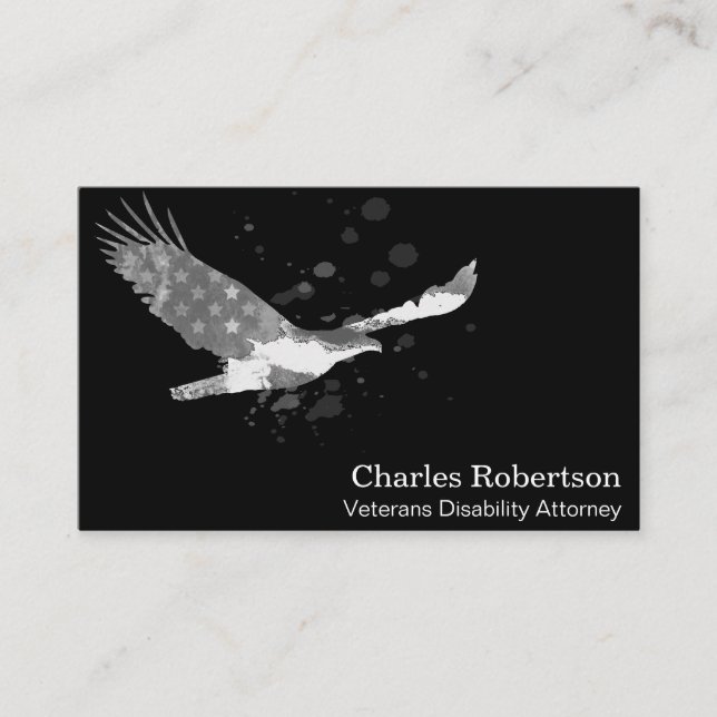 *~* Flag USA Amerikanischer Adler Grau auf schwarz Visitenkarte (Vorderseite)