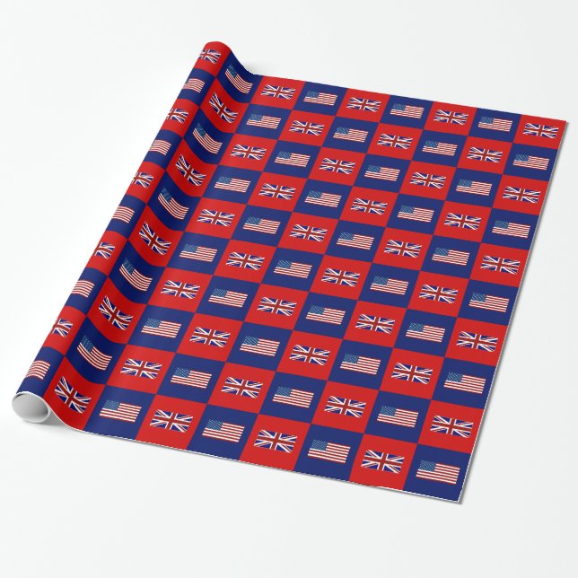 Flag USA & UK Flag Pattern Geschenkpapier (Ungerollt)
