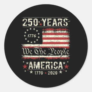 Flag Vintage 250 Jahre Amerikanisch 1776 2026 250. Runder Aufkleber