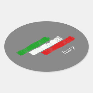 Flag von Italy.brush strokes. Rechteckaufkleber Ovaler Aufkleber