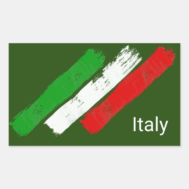 Flag von Italy.brush strokes. Rechteckiger Aufkleber (Vorderseite)