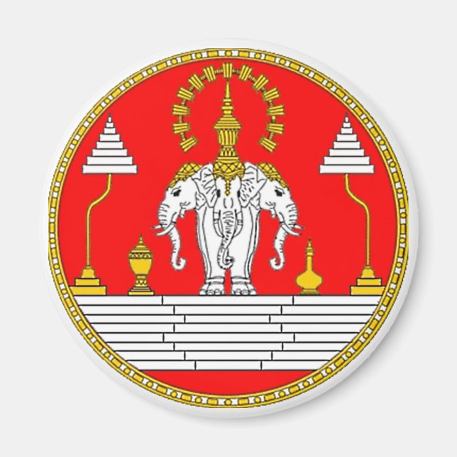 FLAG VON LAOS DREI KOPFELEPHANT MAGNET (Vorne)