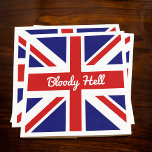 Flag von Union Jack mit dem Funny Quote Square Pap Serviette<br><div class="desc">Dieses lustige britische Design mit der farbenfrohen, rot-blauen Flagge von Union Jack im Vereinigten Königreich, die hier mit einem lustigen Slang Swear Zitat "Bloody Hell" gezeigt wird, ist eine großartige Wahl in Cocktail-Servietten für Pub, Bar, Küche oder Rec-Zimmer. Es macht einen Konversationsstart für Ihr Party, Ihre Veranstaltung oder Ihre Zuhause...</div>
