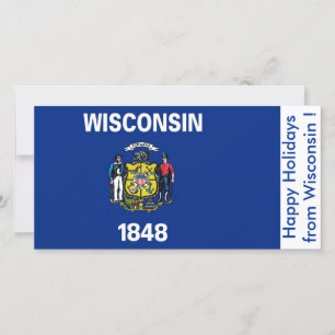 Flag von Wisconsin, Happy Holidays aus den USA. Feiertagskarte