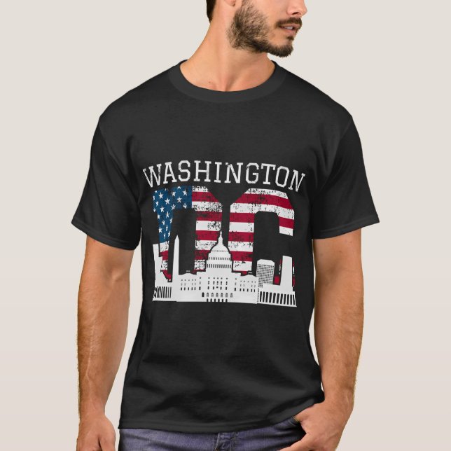 Flag Washington Dc Hauptstadt Hill Usa T-Shirt (Vorderseite)