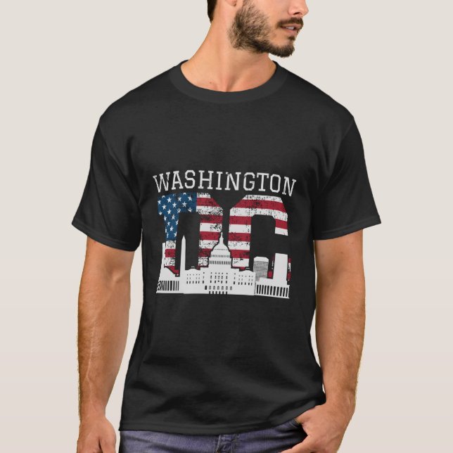 Flag Washington Dc Hauptstadt Hill Usa T-Shirt (Vorderseite)