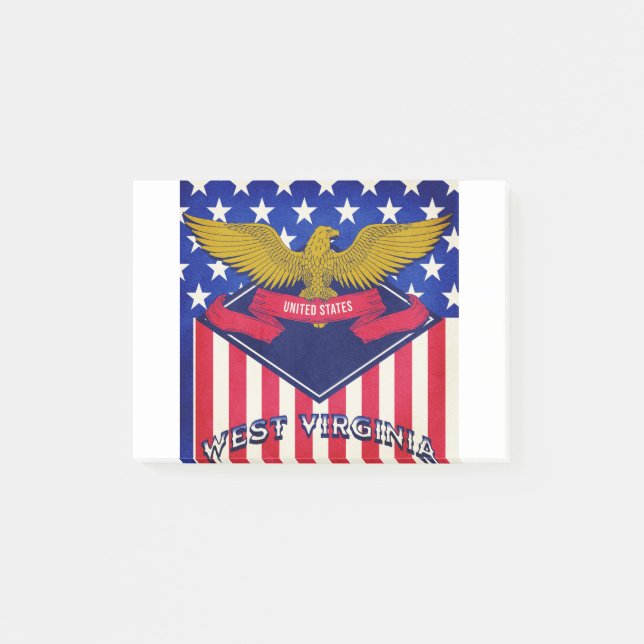 Flag West Virginia USA Post-it Klebezettel (Vorderseite)