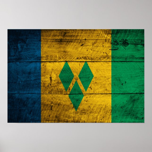 Flag Wood St. Vincent & Grenadines Poster (Vorne)