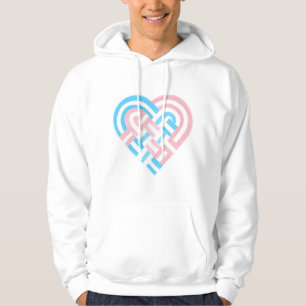 Flag Woven Heart Trans Transgender Pride Rosa Blau Hoodie