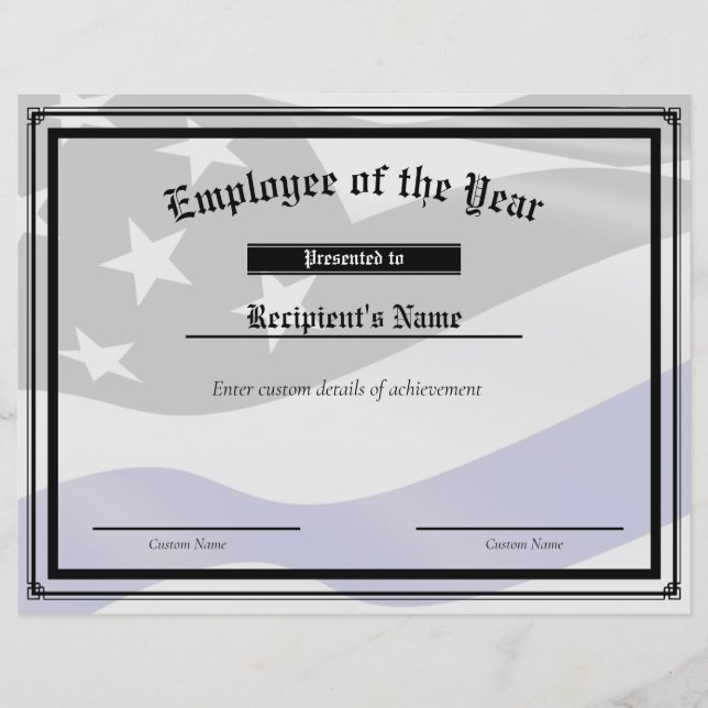 Flag-Zertifikat für benutzerdefinierte Thin Blue L (Vorderseite)