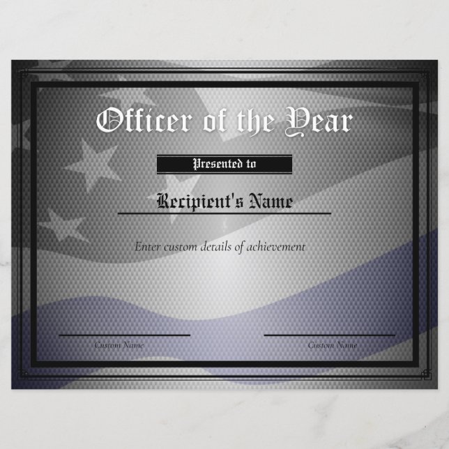 Flag-Zertifikat für benutzerdefinierte Thin Blue L (Vorderseite)