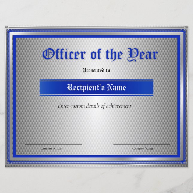 Flag-Zertifikat für benutzerdefinierte Thin Blue L (Vorderseite)