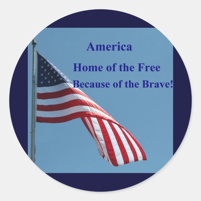 Flag, Zuhause der Frei! Runder Aufkleber (Vorderseite)