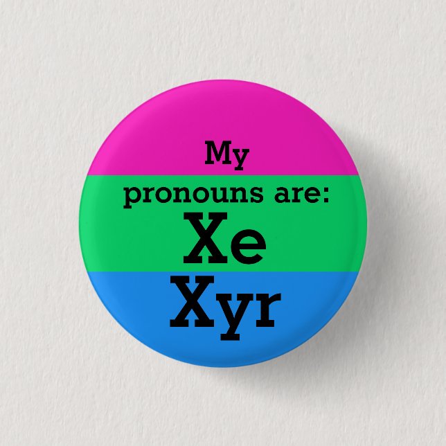 Flag zur Polysexualität mit Xe/Xyr Pronouns Button (Vorderseite)