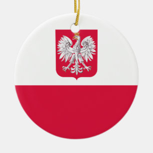 Flaga Polski - polnische Flagge mit Wappen Keramik Ornament