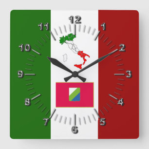 Flagge Abruzzen (Italien) Quadratische Wanduhr