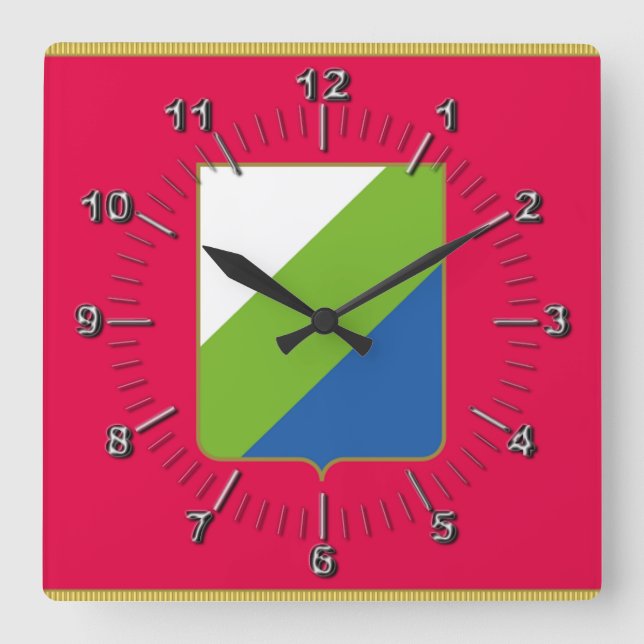 Flagge Abruzzen (Italien) Quadratische Wanduhr (Vorderseite)