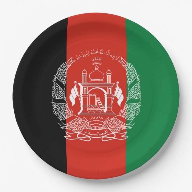 Flagge Afghanistans Pappteller (Vorderseite)