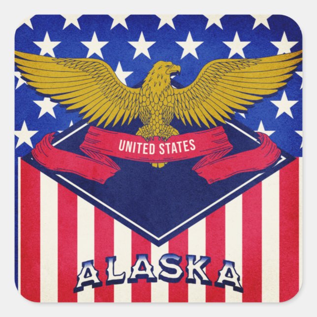 Flagge Alaska USA Quadratischer Aufkleber (Vorderseite)