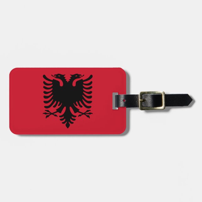 Flagge Albanien einfacher Identifikation Gepäckanhänger (Vorderseite horizontal)
