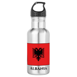 Flagge Albaniens (Albanisch) Edelstahlflasche