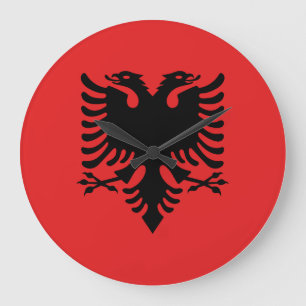 Flagge Albaniens (Albanisch) Große Wanduhr