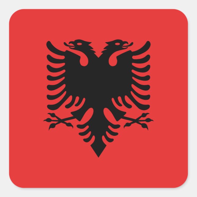 Flagge Albaniens (Albanisch) Quadratischer Aufkleber (Vorderseite)