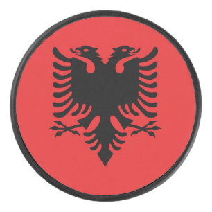 Flagge Albaniens Eishockey Puck