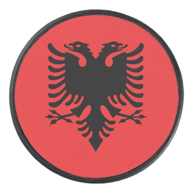 Flagge Albaniens Eishockey Puck (Vorderseite)