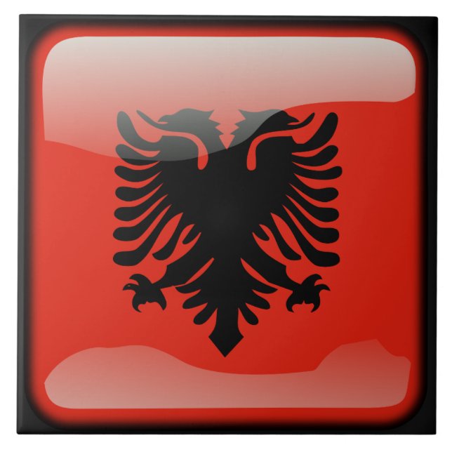 Flagge Albaniens Fliese (Vorderseite)