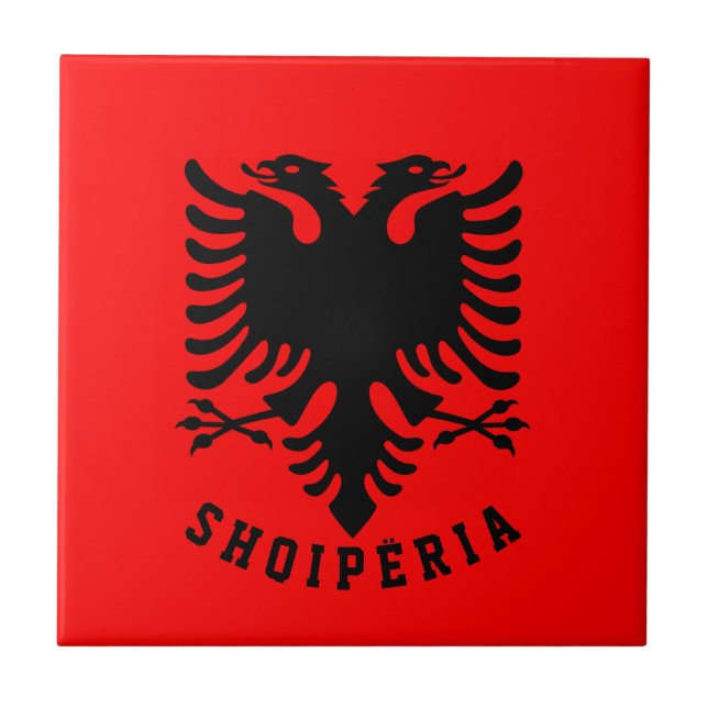 Flagge Albaniens Fliese (Vorderseite)
