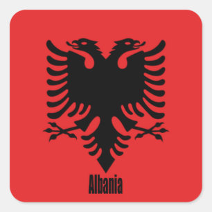 Flagge Albaniens, gekennzeichnet, Quadratischer Aufkleber
