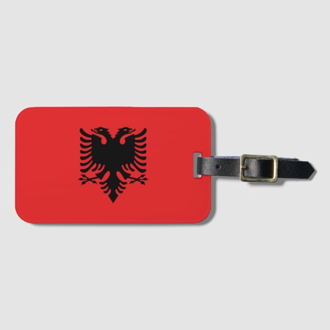Flagge Albaniens Gepäckanhänger (Vorderseite (Horizontal))