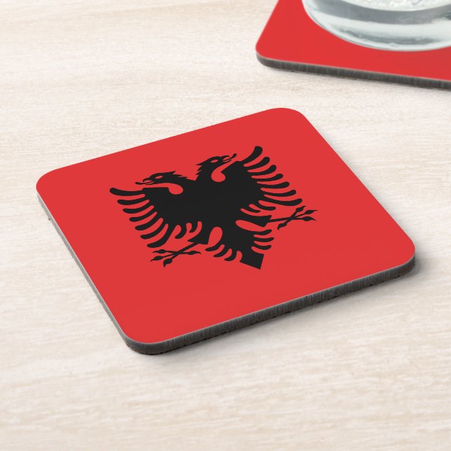 Flagge Albaniens Getränkeuntersetzer (Linke Seite)