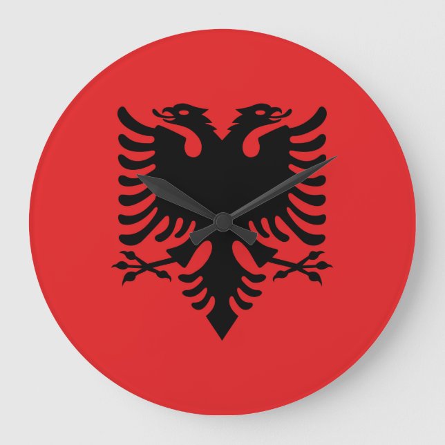 Flagge Albaniens Große Wanduhr (Vorderseite)