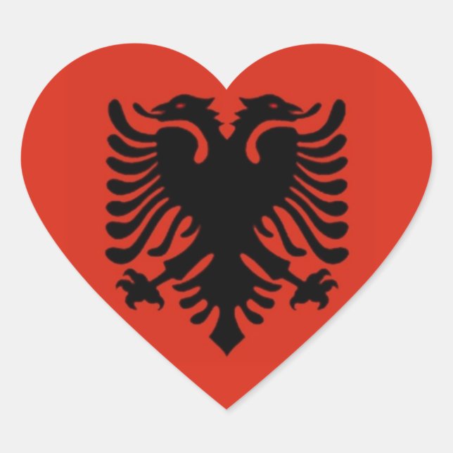 Flagge Albaniens Herz-Aufkleber (Vorderseite)