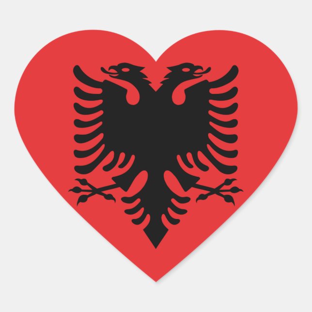 Flagge Albaniens Herz-Aufkleber (Vorderseite)