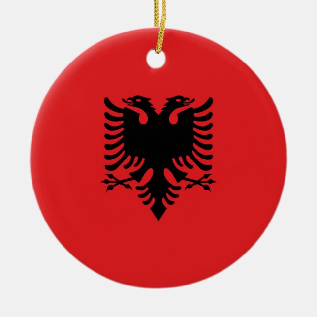 Flagge Albaniens Keramik Ornament (Vorne)