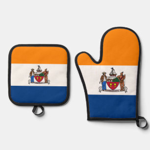 Flagge Albaniens, New York Ofenhandschuh & Topflappen-Set