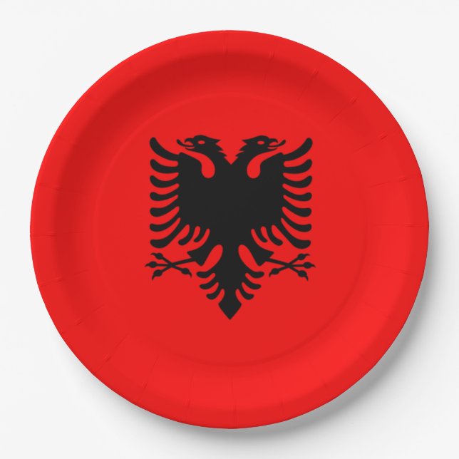 Flagge Albaniens Pappteller (Vorderseite)