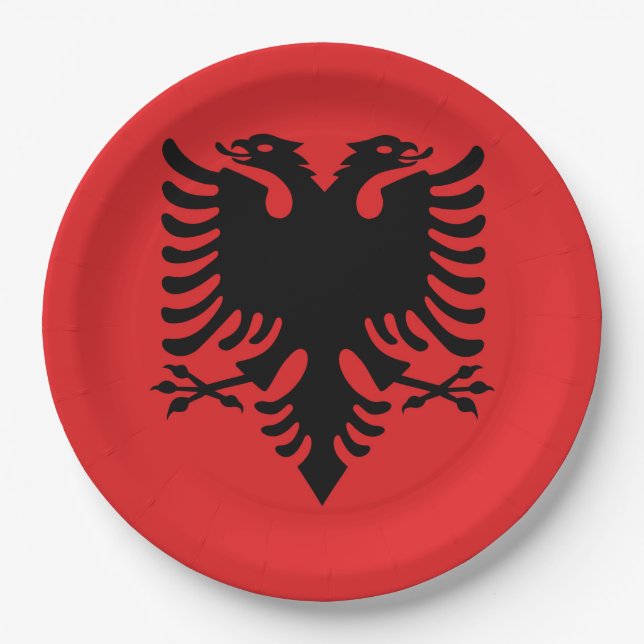Flagge Albaniens Pappteller (Vorderseite)